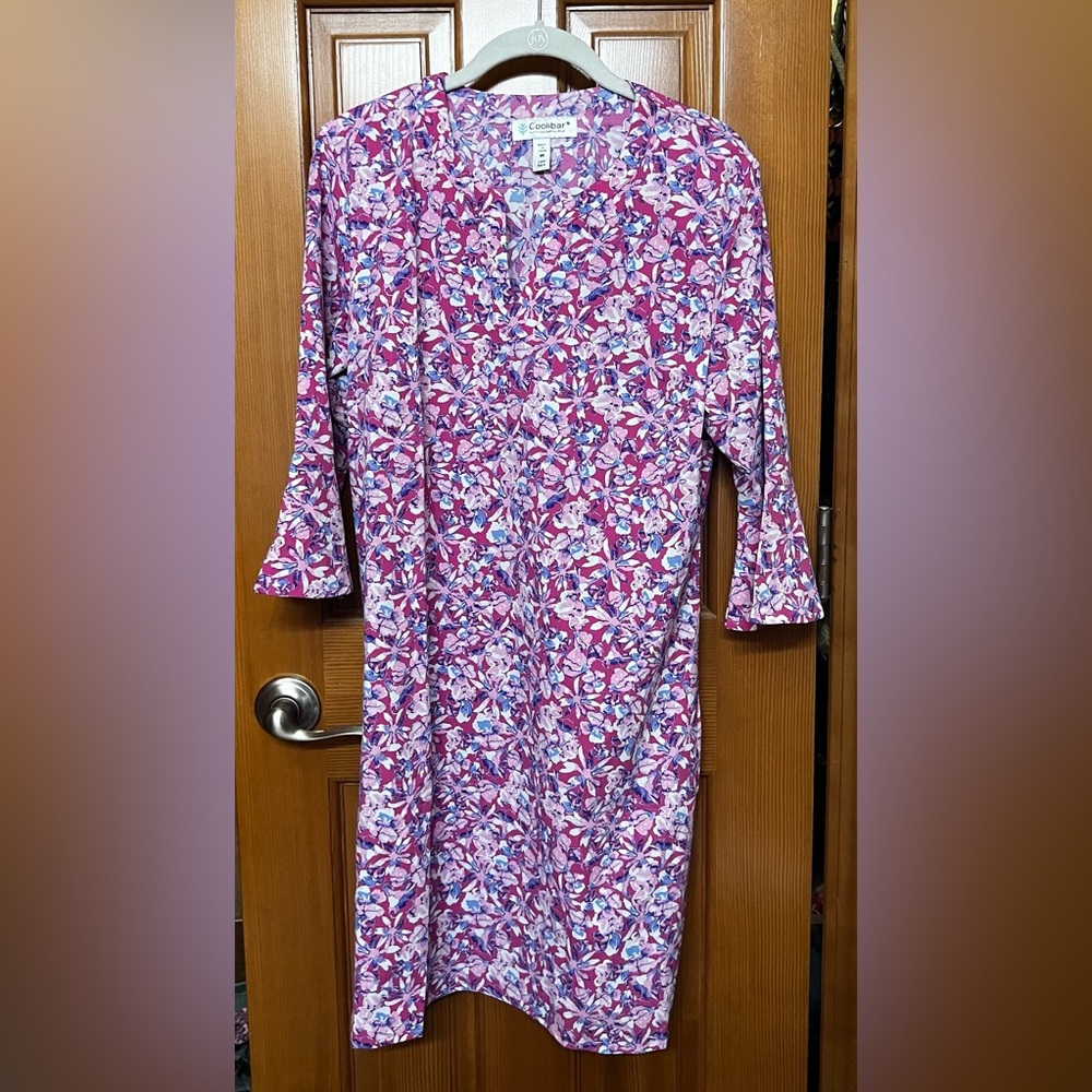 Coolibar Pink Floral Long Sleeve Sun Dress